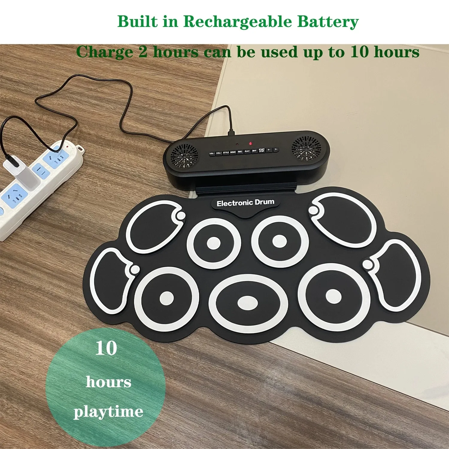 IRIN G7 Electronic Drum Set 9 Pad Hand-rolled Silicone Electric Drum Pad Set Built-In Dual Stereo Speaker Drum Practice Pad