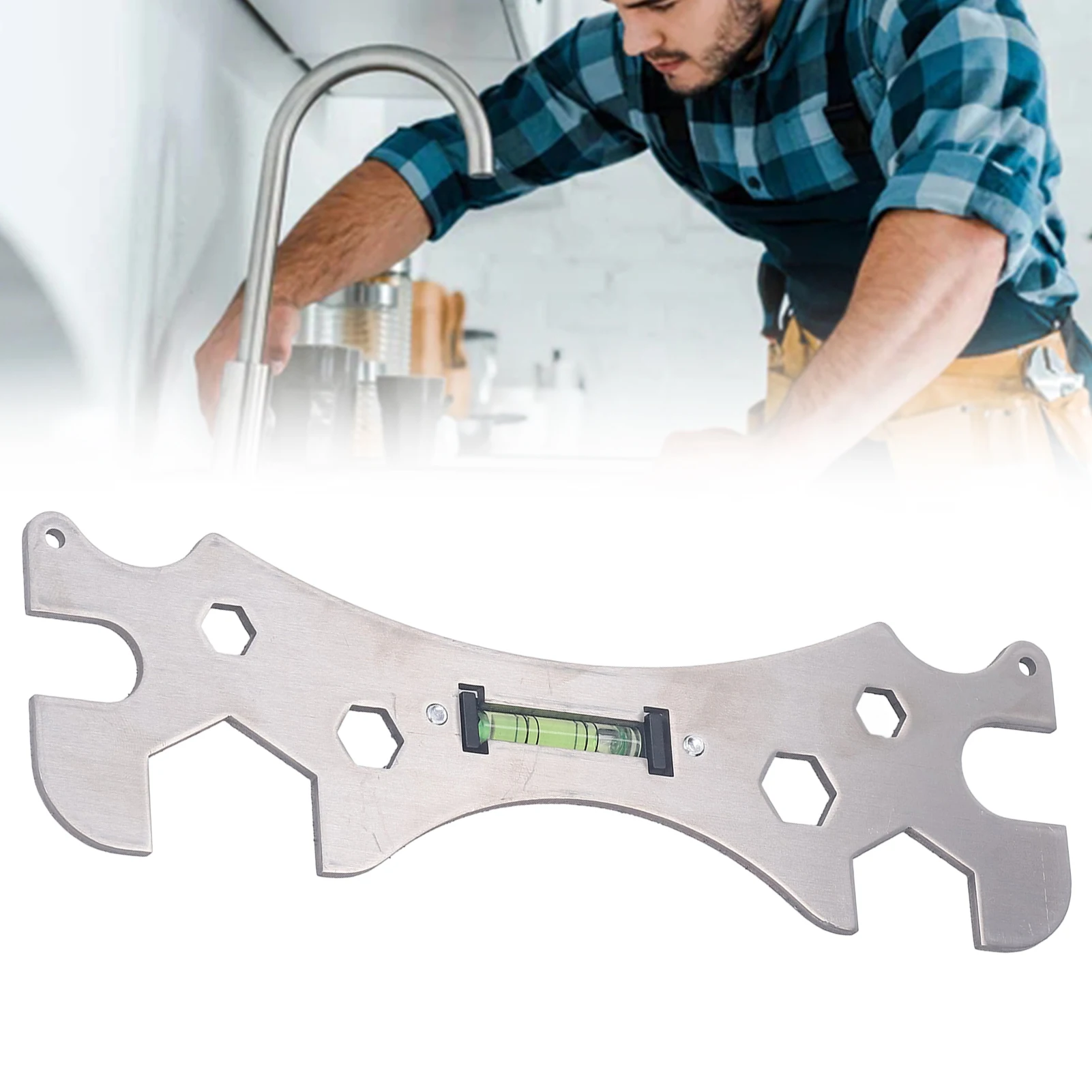 Special Wrench  Multifunctional Bathroom Wrench with Level Faucet Plumbing Install Tool Level Bathroom Wrench