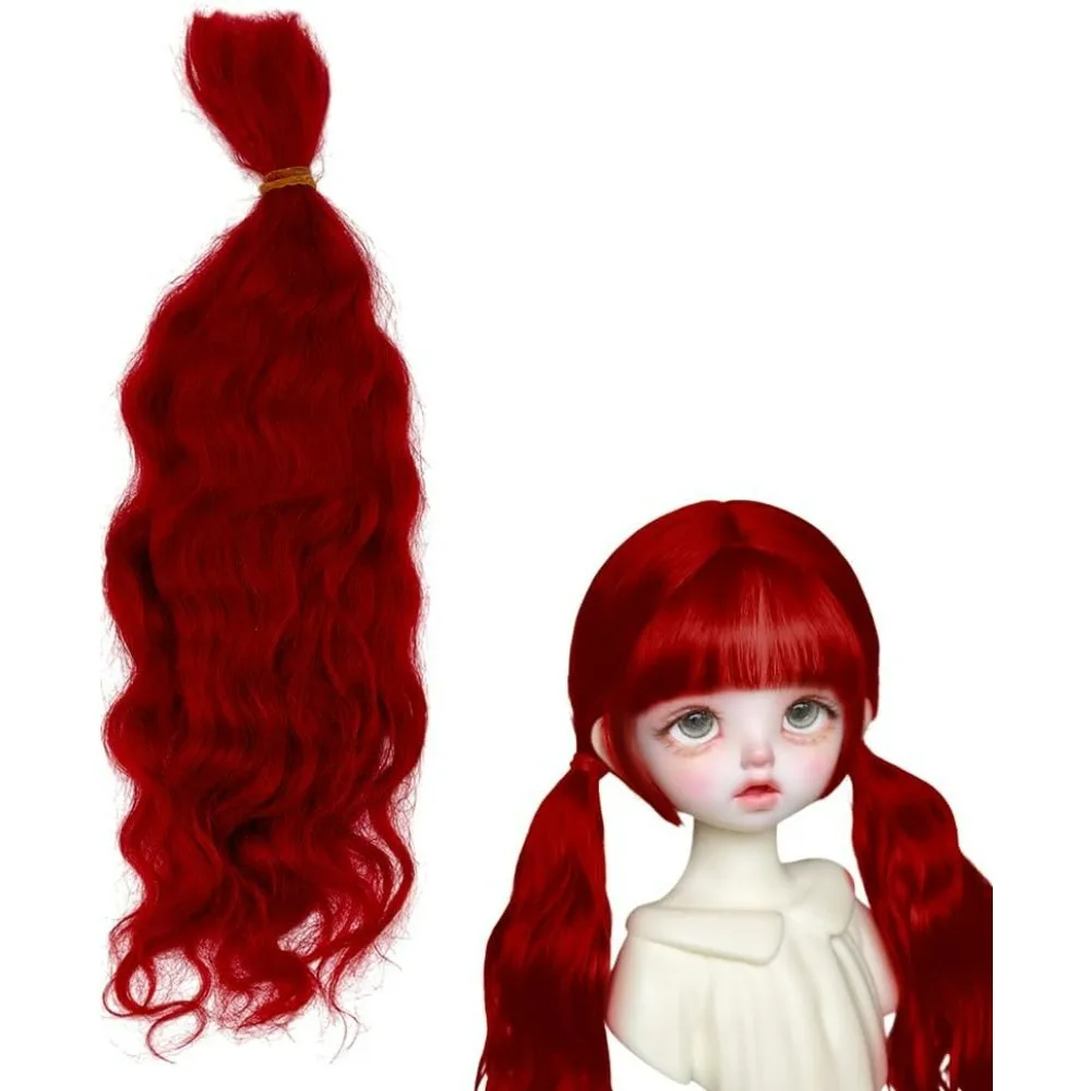 

Hair Wig Red Mohair Hairs Wefts Soft Curly Hair Figurine Wigs Hair Wig Extensions for DIY Puppets Making