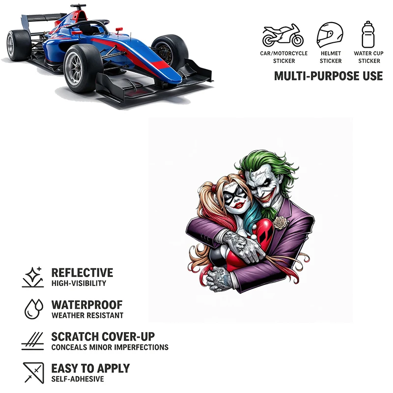 Car Stickers Cartoon Couple Art Vinyl Decal Waterproof Die Cut Scratch Resistant No Residue for Fuel Tank Gas Cap Auto Decor