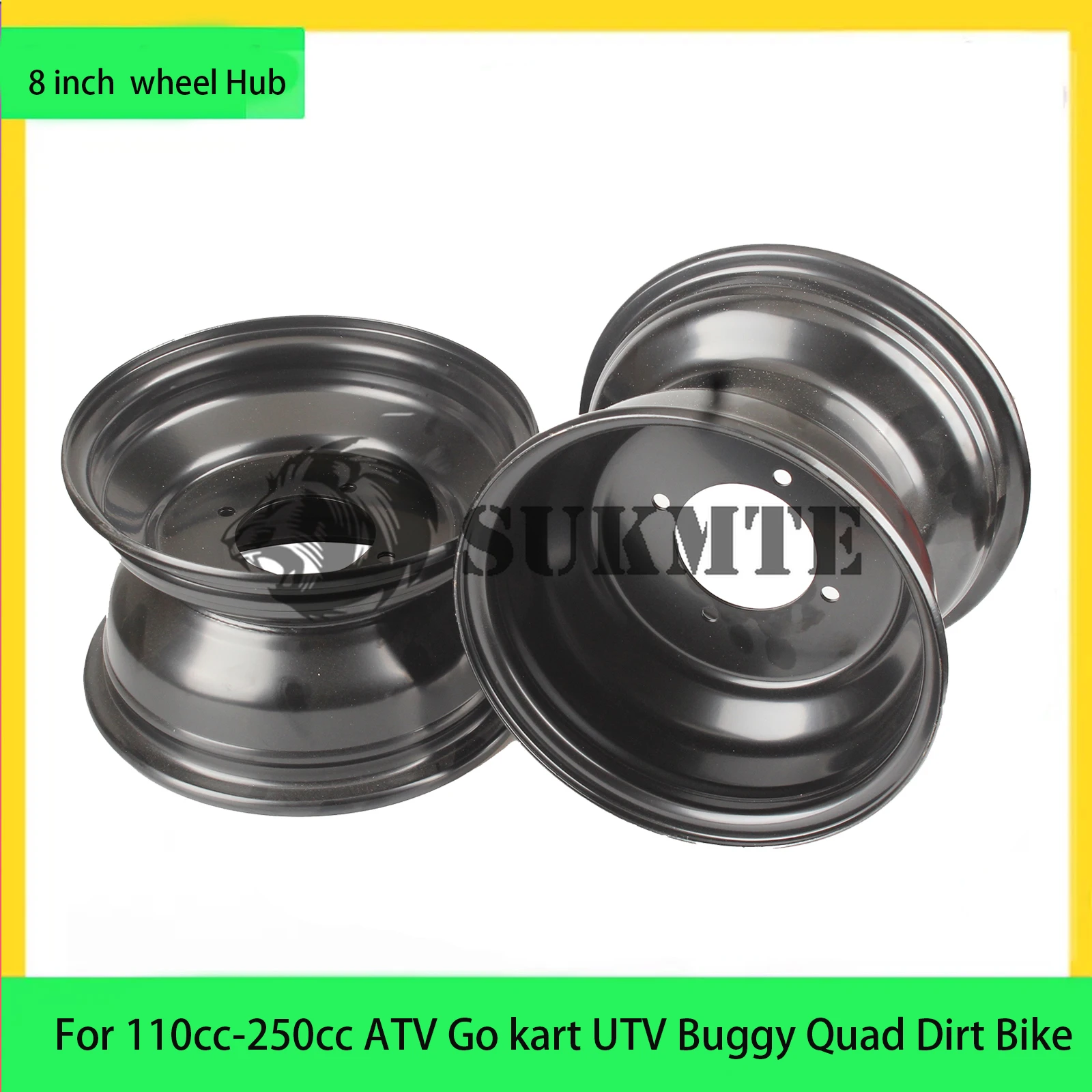 Black 8 inch Front or Rear wheel Hub Fit For 110cc-250cc ATV Go kart UTV Buggy Quad Dirt Bike 19x7-8 18x9.5-8