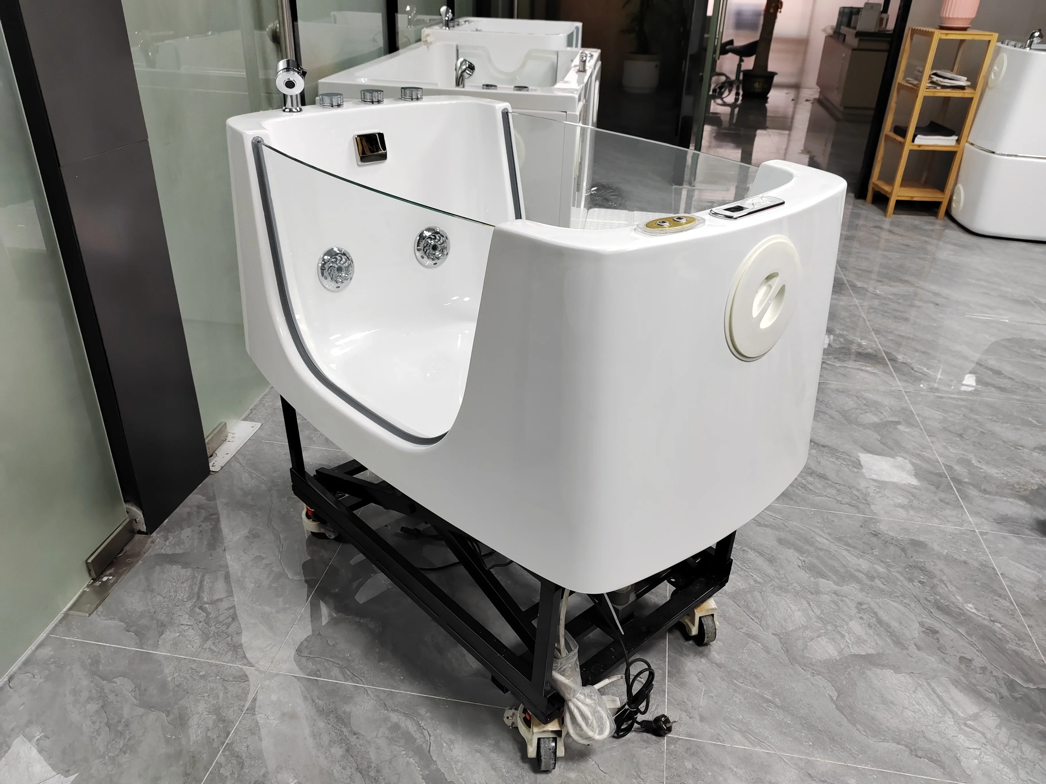USMILEPET Electric Lift Pet Spa Bathtub for Pet Grooming  Dog Bath Tub With Wheels With Spa Massage