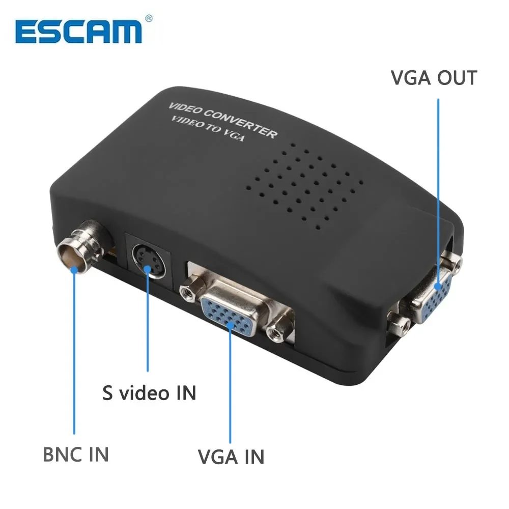 

BNC to VGA Video Converter AV to VGA CVBS S video Input to PC VGA Out Adapter Converter Switch Box for PC MACTV Camera DVD DVR