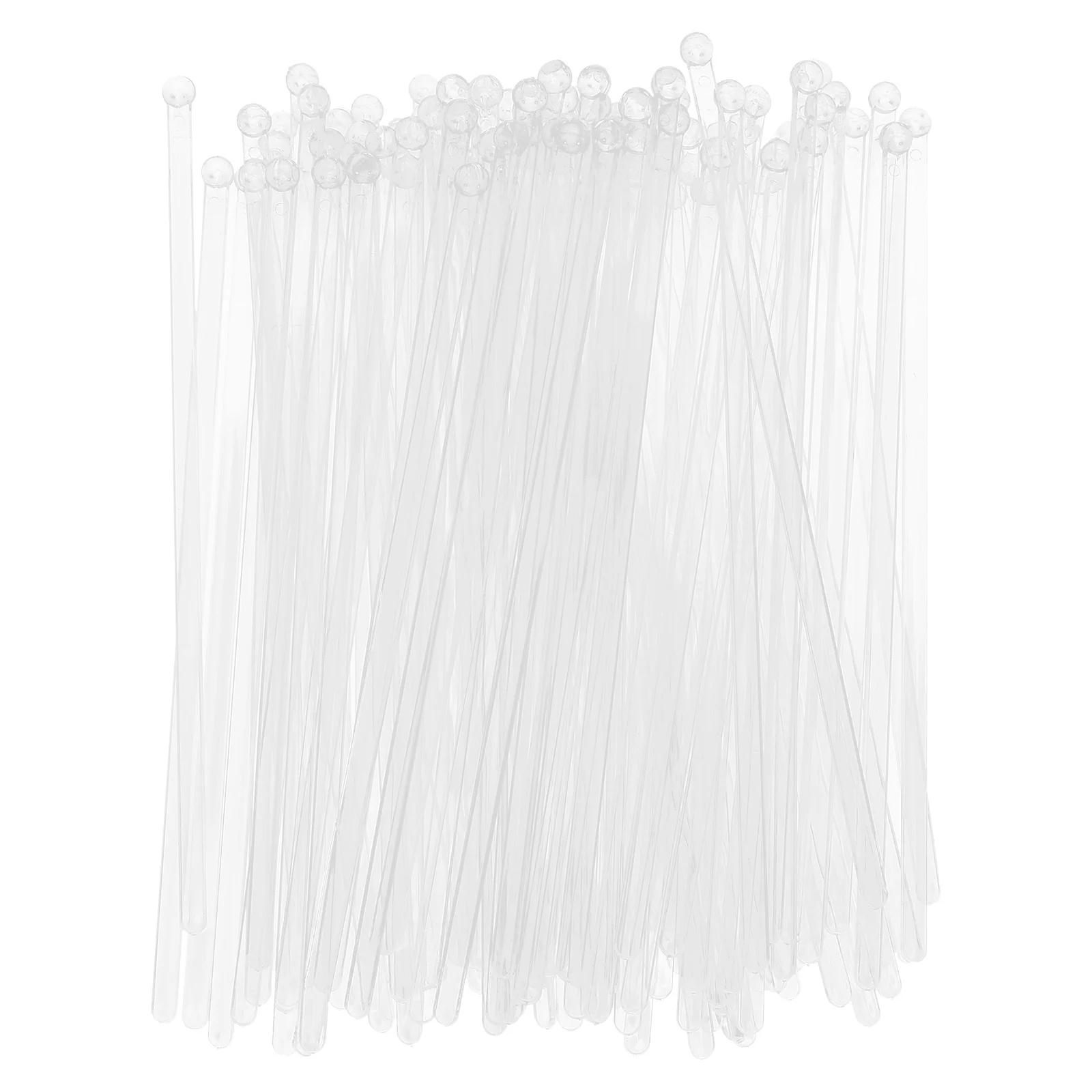 

100Pcs Round Head Stirrer Reusable Swizzle Sticks for Coffee Cocktails Tea Drink Mixing Home Bar Party Transparent