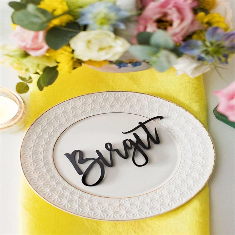 Customized Acrylic Wedding Seat Place Cards Custom Name Mirror Table Name Sign for Wedding Reception Banquet Event Party Supply image 4