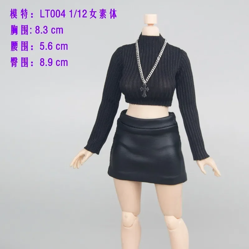 CHILI 1/12 Maßstab Damen Oberteil mit V-Ausschnitt, freiem Bauch, schrägen Schultern und langen Ärmeln, passend für 6'' Spielzeugfiguren, Romankey Body – Detail 15