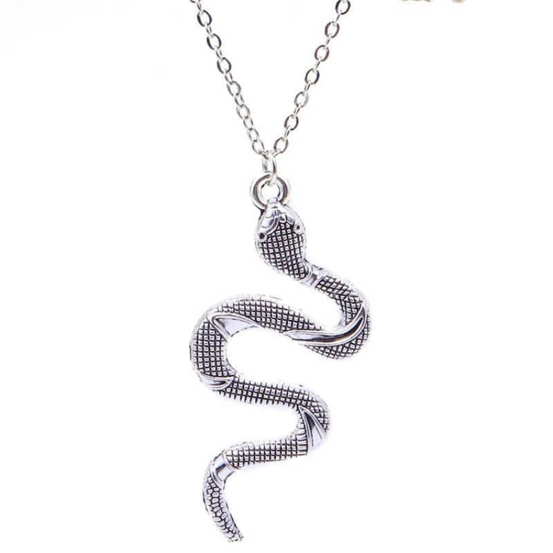 Vintage Big Python Snake Pendant Necklace for Women Silver Color Simple Clavicle Chain Collar Neck Jewelry Hiphop Punk Girl Gift