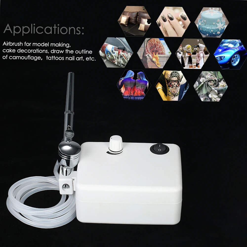 Multi-purpose  Electric Airbrush Mini Air Compressor Set Gravity Feed Air Brush Kit  Electric Paint Sprayer Air Brush Nail Tools