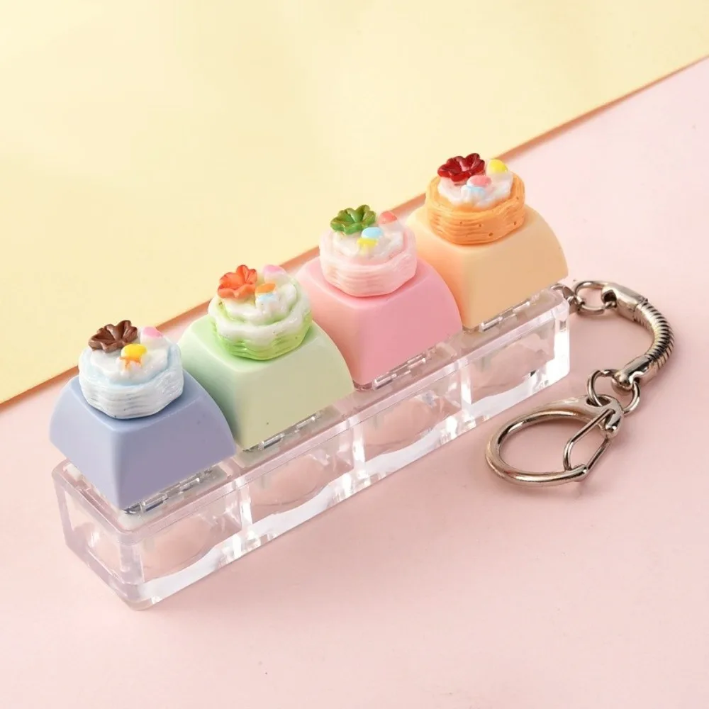 Mechanical Click Keycap Fidget Keychain Pass The Time Finger Button Keyboard Clicker Keyring Mini Egg Tart