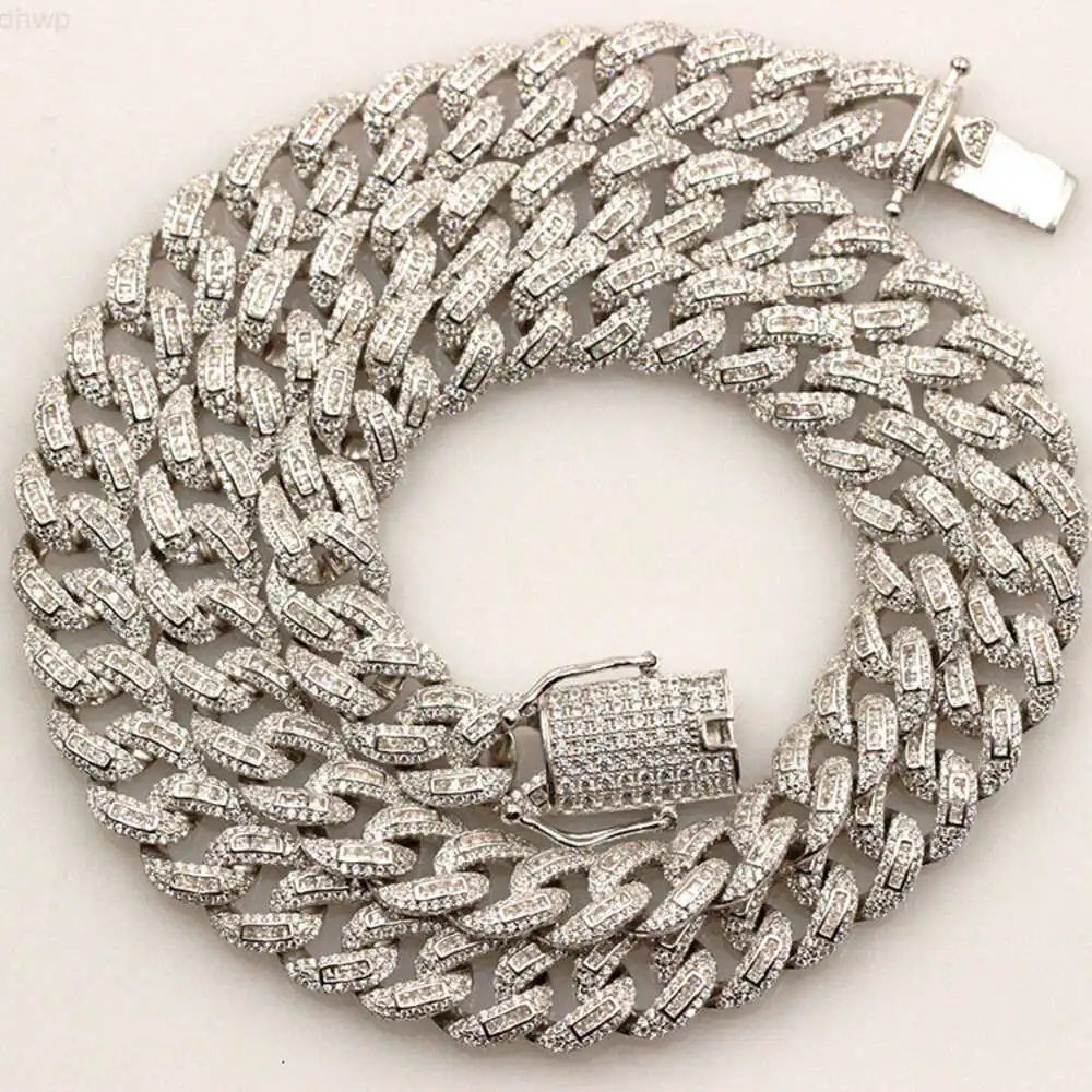 

Silver Hip Hop Cuban Chain Inlay Cz Diamond High Quality Cuban Link Necklace