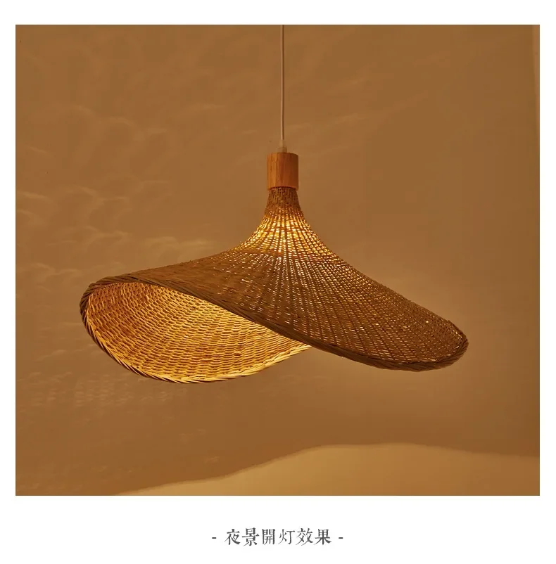 Modern Creative Straw Hat Chandelier Chinese Style Handmade Woven Bamboo Lamp Bamboo Chandelier Tea Room Rattan Hand-woven Lamps
