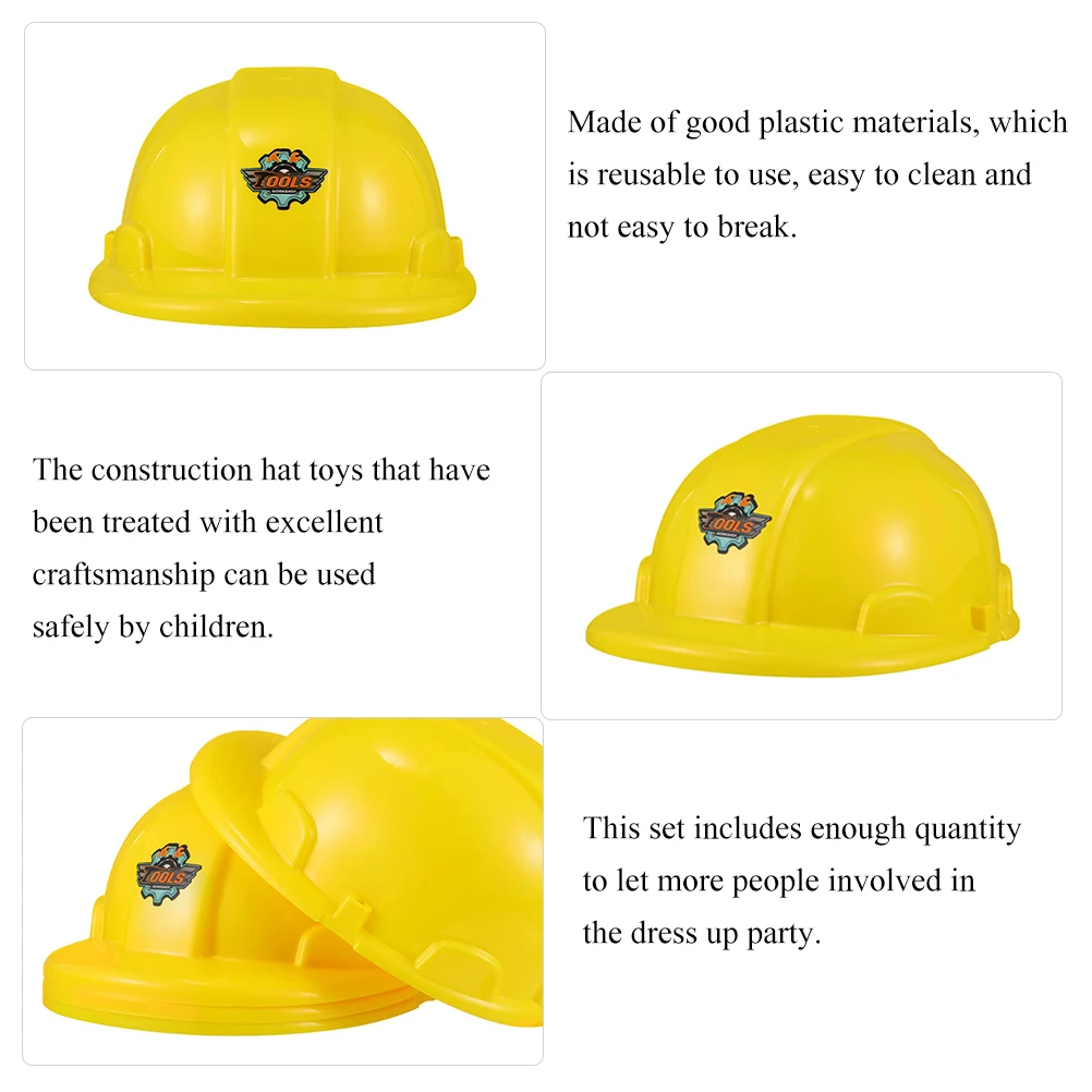 10pcs Simulation Toy Plastic Construction Hard Hat Educational Toys Kids Realistic Hats Cosplay Pretend Play Game Props