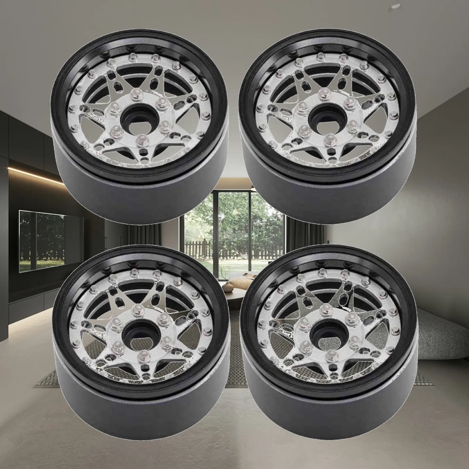 Easy Install RC Car Wheel Rims 1/10 Aluminum Alloy Durable Replacement for RC Crawler 1 10 Jeep and Chassis