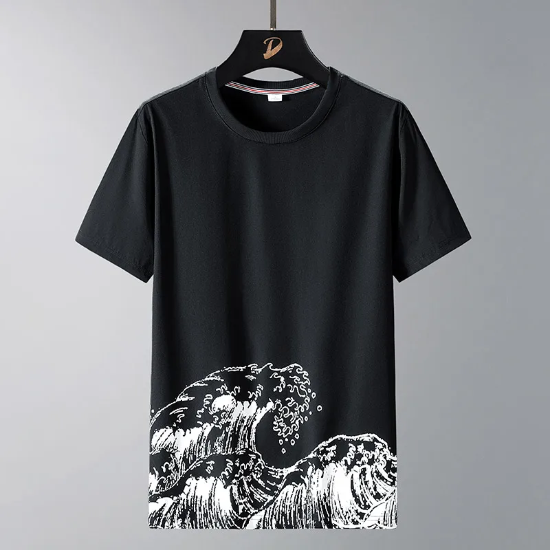 T Shirt Men Printed 8xl 6xl 7xl Plus Size Nylon Spandex Short Sleeve Oversize T-Shirts Black White Summer Shirt Loose Clothing
