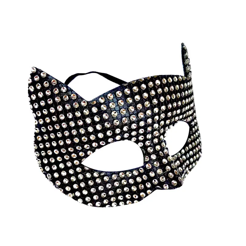 Sexy Women Cat Ear Masks Cosplay Halloween Party Mardi Gras Costume Props Girls Bling Cute Animal Golden Silvery Gray Half Masks
