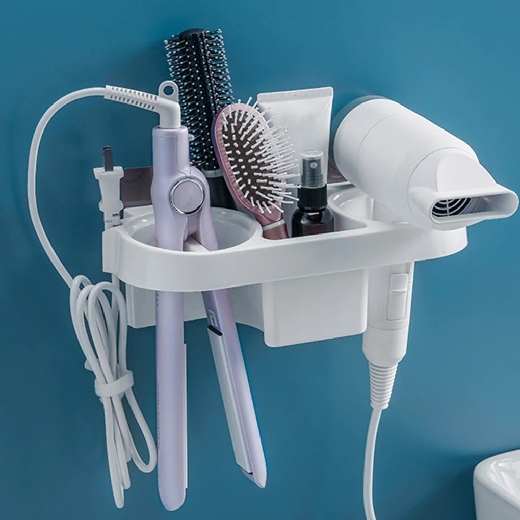 White Space-saving Hair Dryer Storage Holder Versatile For Bath Or Vanity DurableStable