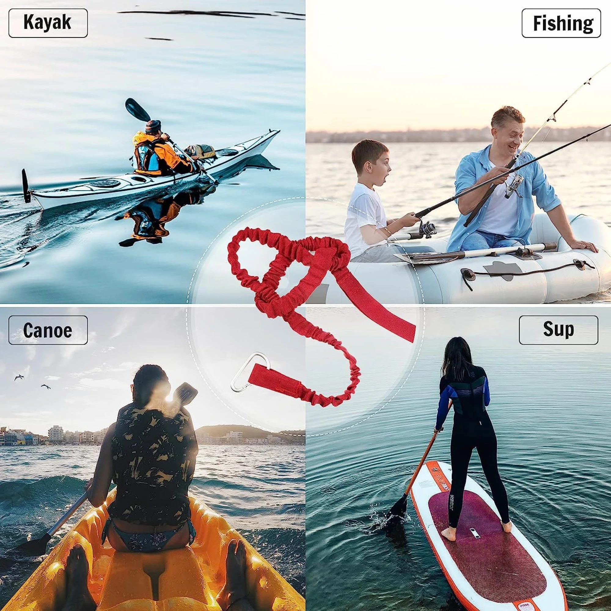 Kayak Paddle Loss Prevention Rope Paddle Handle Tie Canoe Loss Prevention Strap Fishing Rod Anti Dislodgement Rope Stretchable