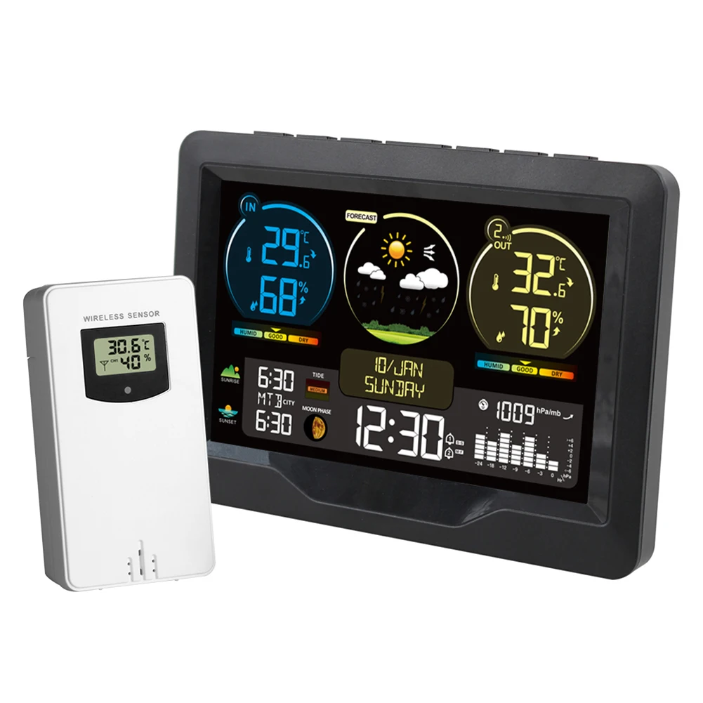 Alarm Clock 17*6.5*12.8 Temperature Monitor Indoor Environment Outdoor for sunrise Sunset Times For Home Use Alarm