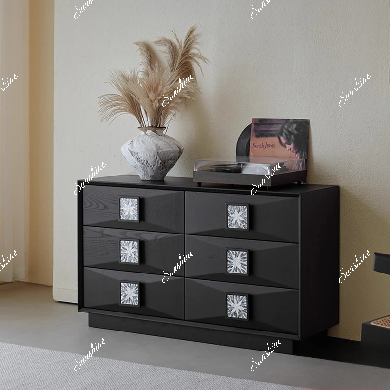 

Medieval solid wood six-chest cabinet bedroom bedside living room locker