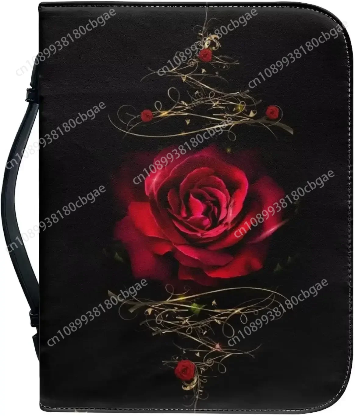 

Red Rose Floral Pattern Leather Bible Cover for Men Boy Women Girl Christian Bible Case with Handle Carrying Book Case Protector