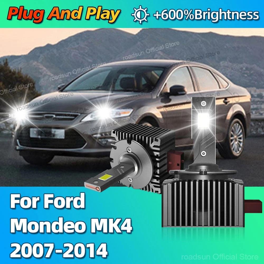 

2 шт. светодиодные фары HID D1S, лампы Canbus, автомобильный свет 30000LM, яркие для Ford Mondeo MK4 2007 2008 2009 2010 2011 2012 2013 2014