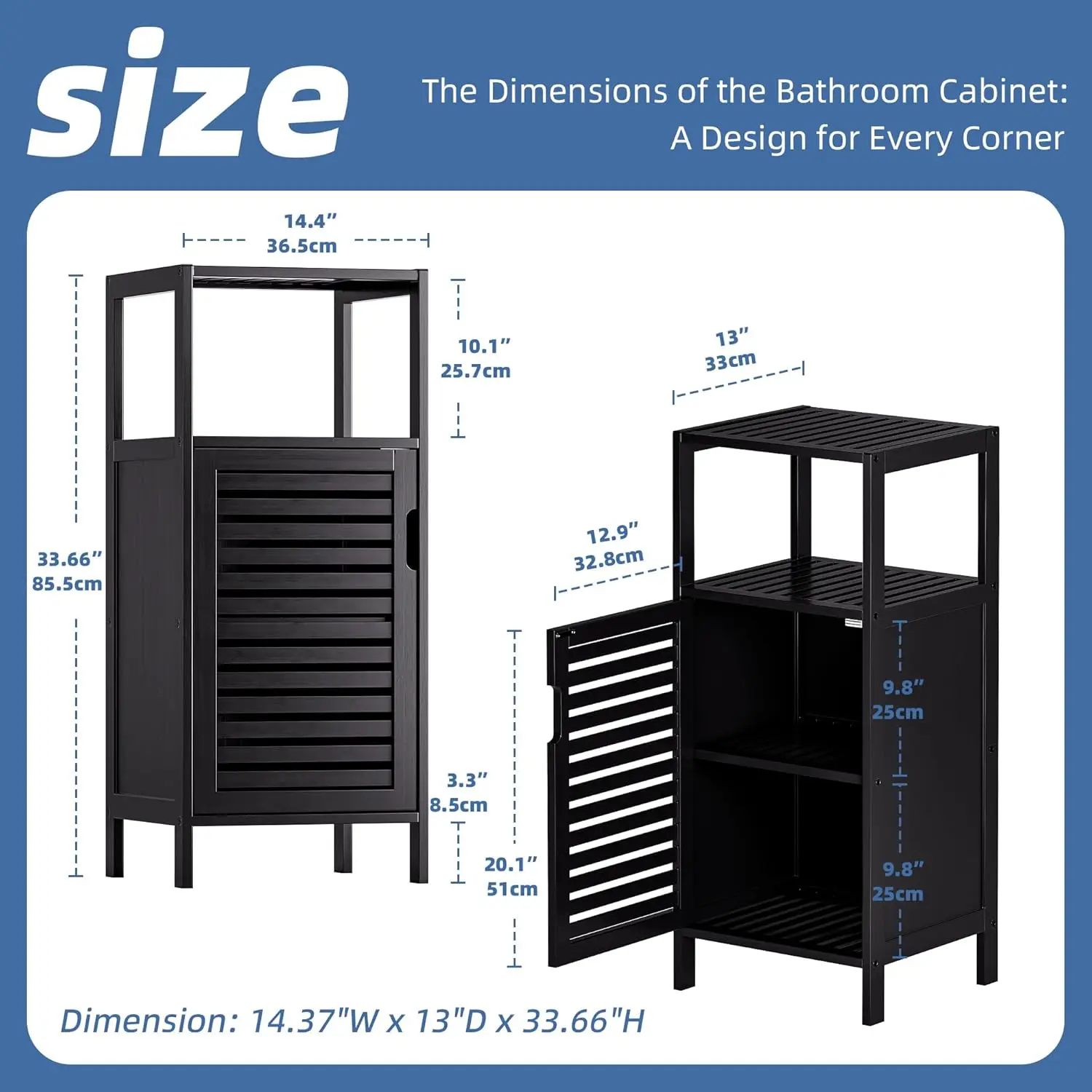 خزانة أرضية رفيعة من الخيزران، مساحة تخزين ضيقة من 4 طبقات مع باب، موفرة للمساحة لمطبخ الحمام #3