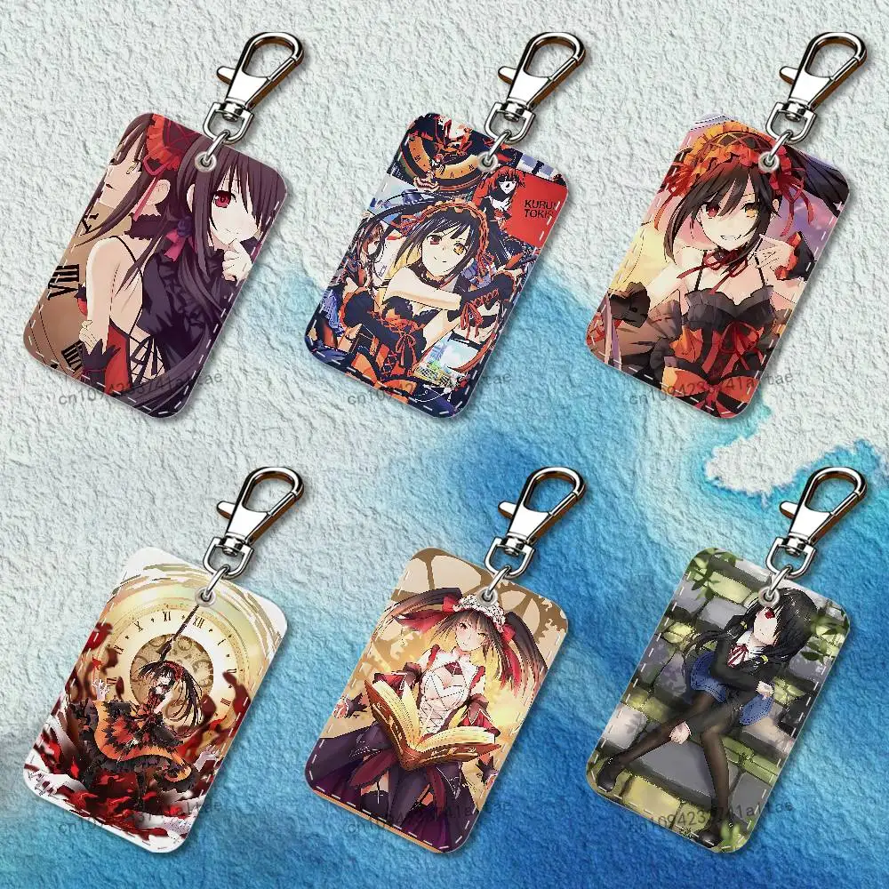 

Cute T-Tokisaki K-Kurumi Rectangle Access Card Case Leather Card Holder Keychain Key Ring Transportation Card Case
