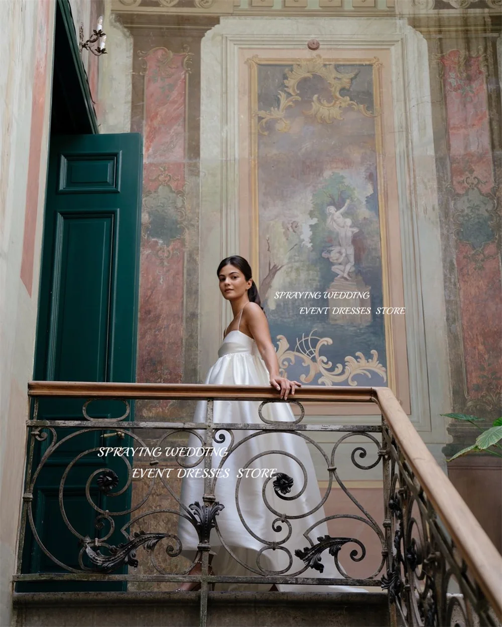 Spray-vestido de novia de satén sin tirantes, traje sencillo con tirantes finos y cremallera, para Sesión de fotos, 2024