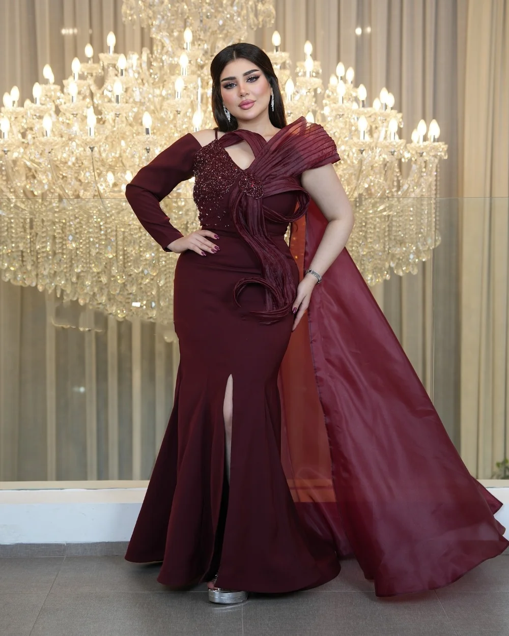 

Customized High Quality Exquisite Jersey Beading Ruched Mermaid Off-the-shoulder Long Dresses Bespoke Occasion Dresses Formal