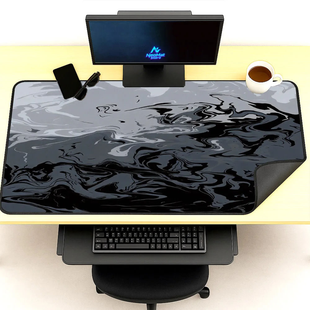 Gaming Mouse Pad Large XXL Abstract Black Gray Desk Mat Full Size 1200x600 1500x600 Non Slip Premium Office Minimalist Design