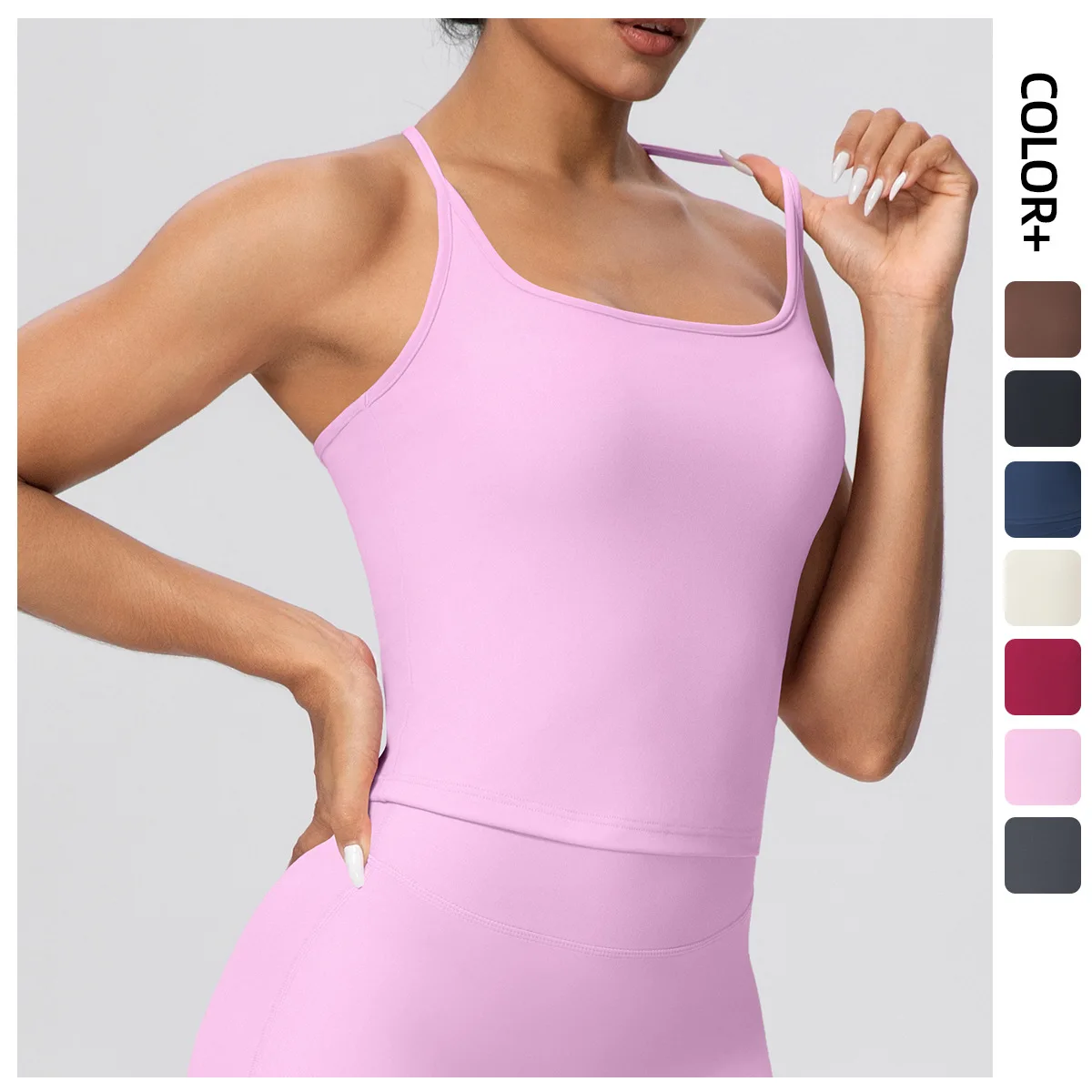 

Спортивный топ-бюстгальтер Hamidou для йоги и фитнеса, быстросохнущий, однотонный, с красивой I-образной спинкой, женская спортивная одежда