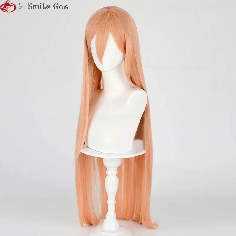 

COS Makima Power Косплей Оранжевый/Розовый Рог Термостойкие Волосы Хэллоуин Аниме Парики + Кепка Для Парика