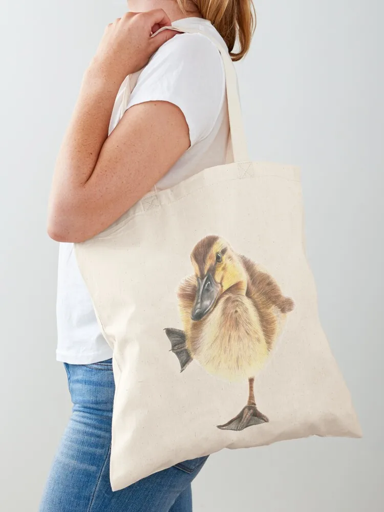 

Cute little Duckling with flipper in air Tote Bag Canvas shoulder bag Canvas bag ecological bags shopping logo