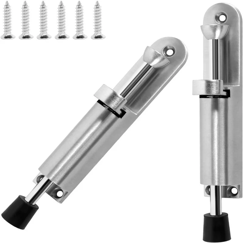 Windproof Door Stop, Pack of 2 Door Stops, Outdoor Door Stop, Floor with Foot Control, Spring Loaded, Zinc Alloy Lock