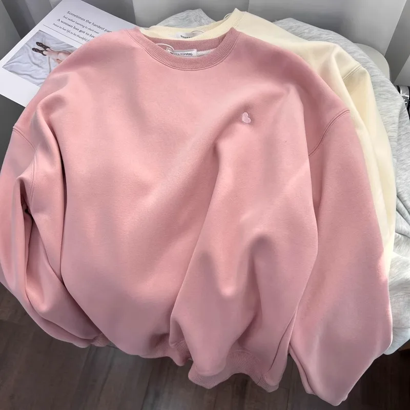 ملابس نسائية Y2K بلوزات فضفاضة تناسب المألوف مريحة الشتاء سستة الاتجاه ملابس بسيطة للجنسين الجولة الرقبة Harajuku #3