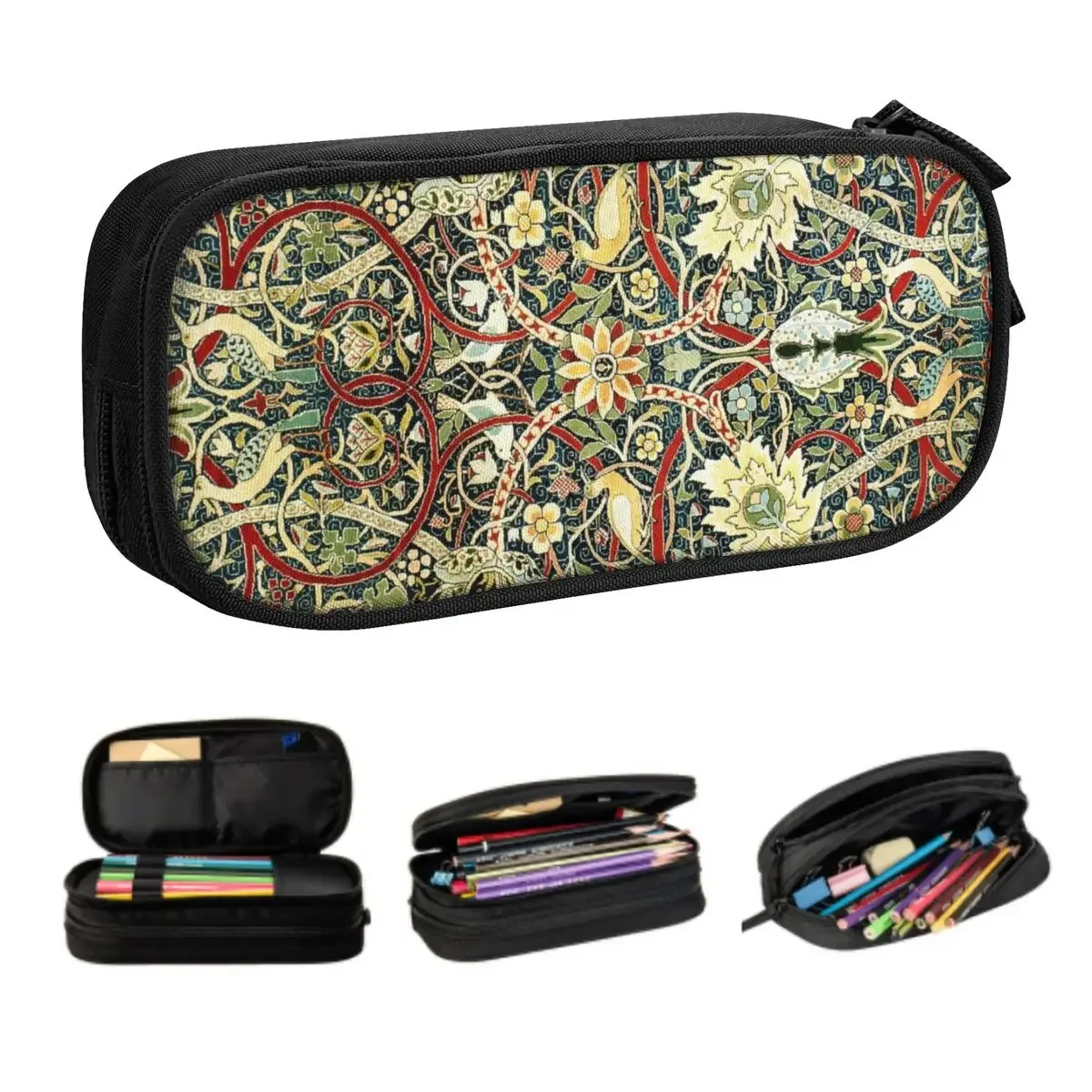 

William Morris Bullerswood Antique Rug Print Pencil Cases for Girl Boy Big Capacity Pen Box Bag Stationery