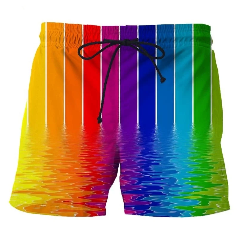 3d Printing LGBT Rainbow Short Pants Street Fashion Breathable Colorful Beach Shorts Vacation Beachwear Swim Trunks Clothing