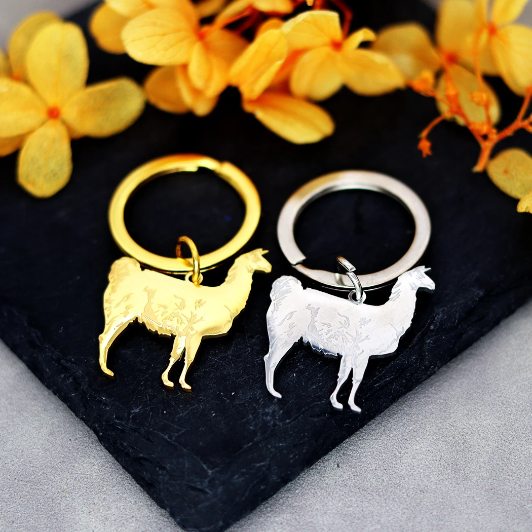 Chandler Llama Pendant Key Chain Women Men Jewelry Punk Animal Jewelry Stainless Steel Key Chain