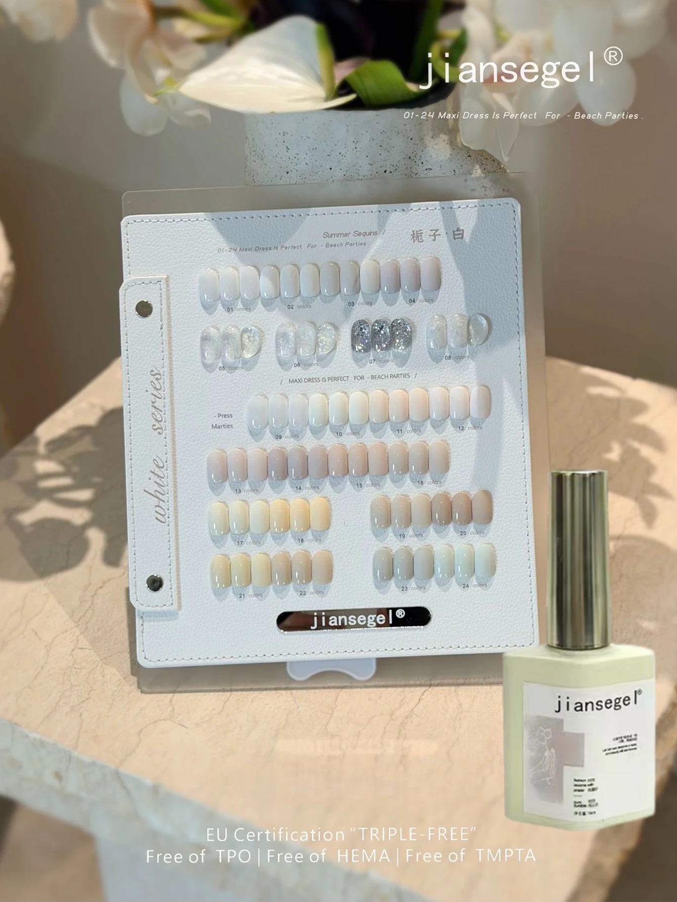 

Набор из 24 белых гель-лаков с блестками, без HEMA и TPO, популярные осенние оттенки, полуперманентный, УФ-отверждаемый, снимаемый, для маникюра