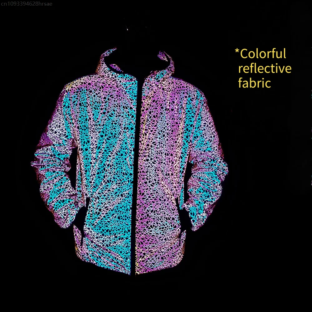 الخريف الشتاء الملونة سترة عاكسة الرجال عارضة مقنعين الرجال السترات الهيب هوب سترة واقية الشارع الشهير معاطف