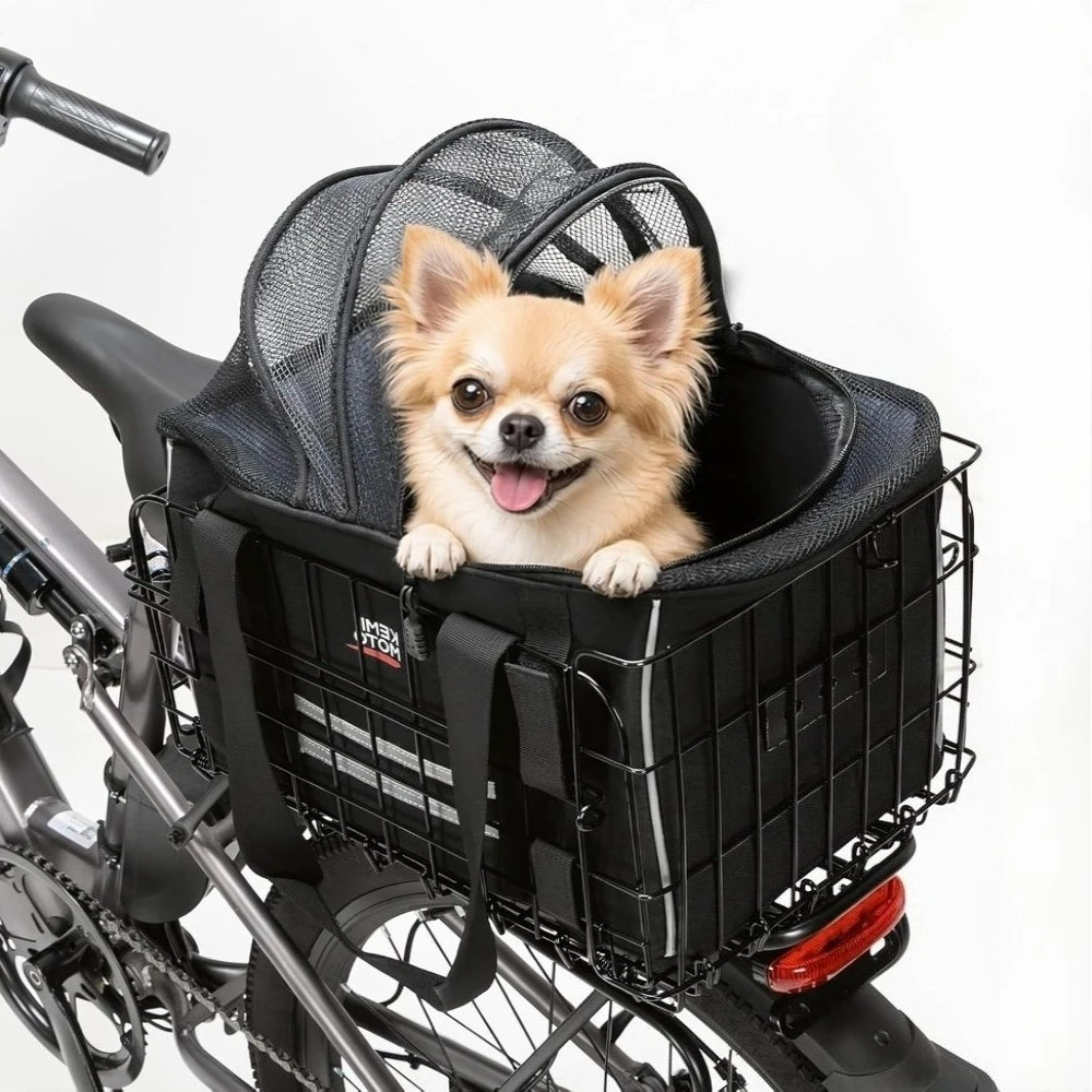 Universal Motorcycle Bicycle Rear Rack Pet Carrier Bag Foldable Metal Frame for Small Dogs Cats Cycling Camping Outdoor Travel