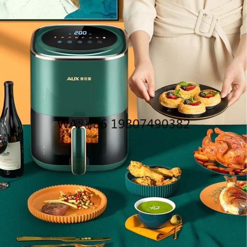 5-6L Round Air Fryer Oven, Smart Control, High Power Electric Cooker, Multifunctional Oil-Free Healthy Cooking Device