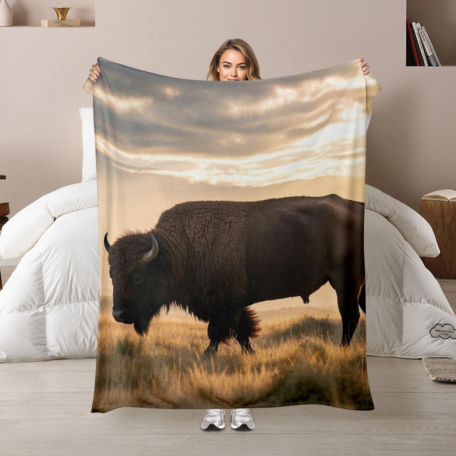 Bold Bison In The Prairie Blanket Perfect For Family And Friends Kids To Spark Curiosity About Nature