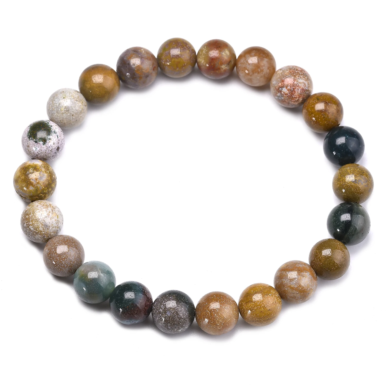 Natural Genuine Ocean Jasper Stone 6 8 10mm Round Beads Strand Bracelet Jewelry Women Men Ocean Agate Jewelry loversGift