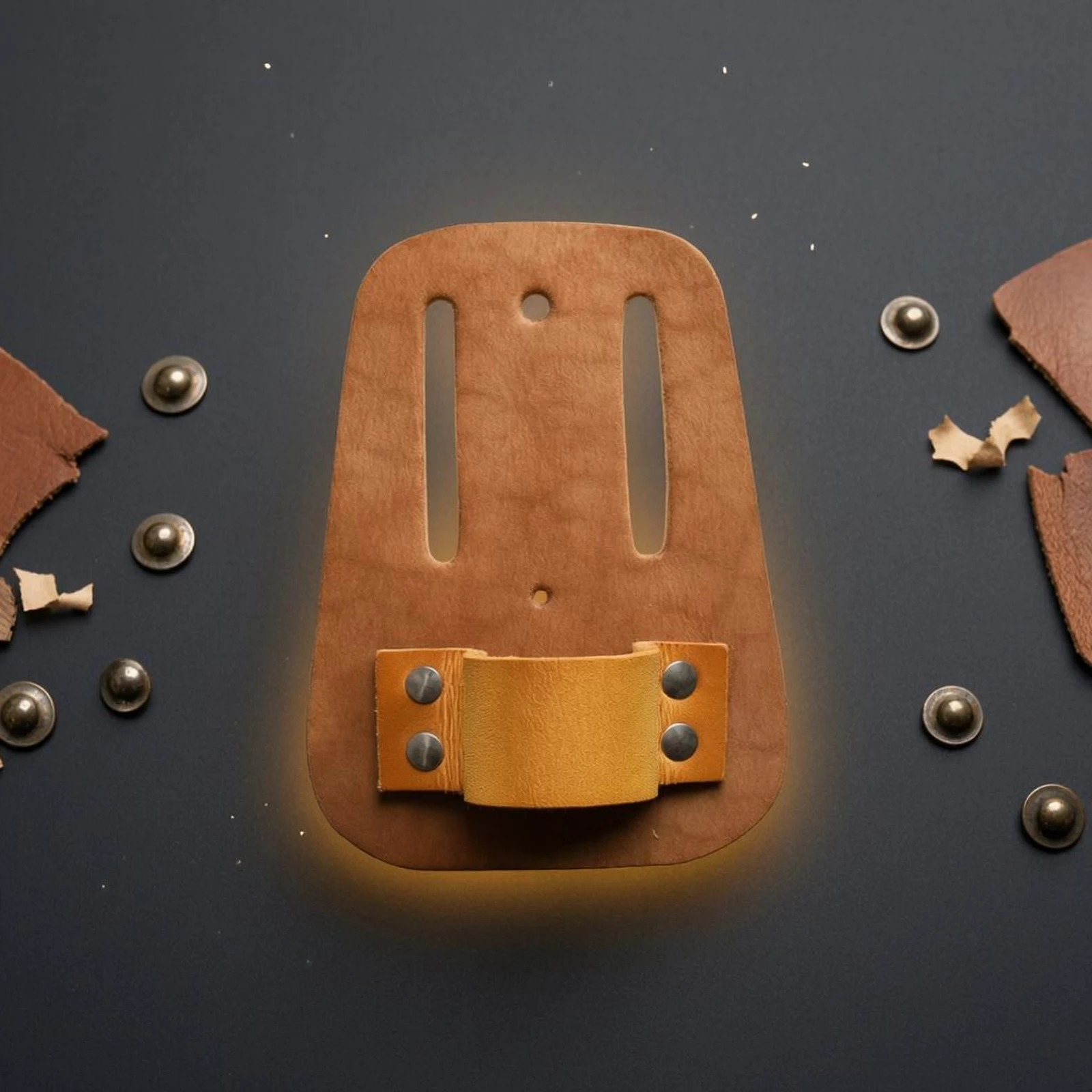 Leather Tool Holder Rounded-Rim Belt Tool Holder Multitool Sheath Pocket-Style Leather Multitool Sheath Uncovered Design