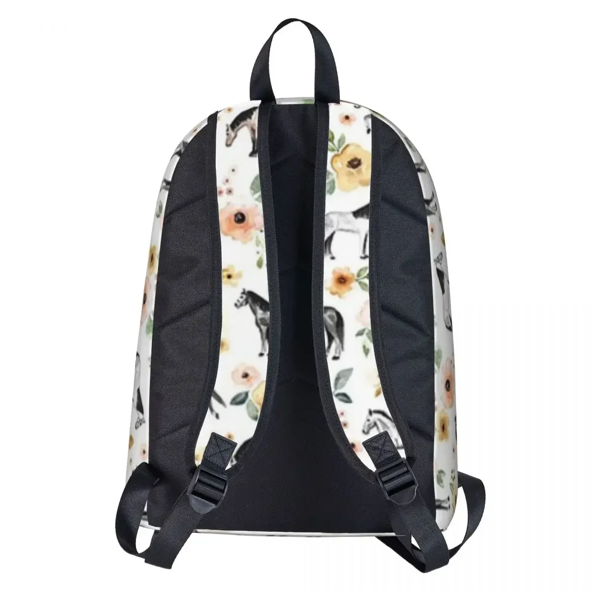 Horses With Yellow And Pink Flowers, Horse Decor Backpack Student Book bag Shoulder Bag Laptop Rucksack Children School Bag