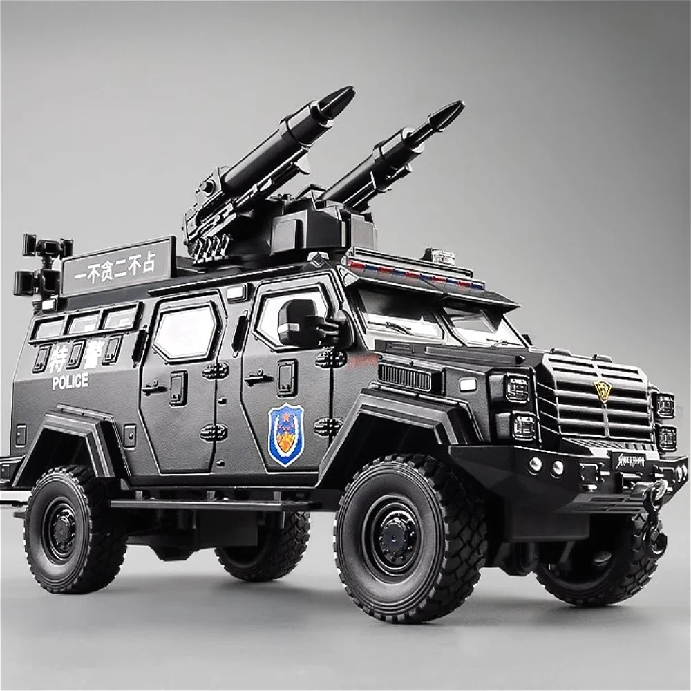 

1:24 полицейский тигр, игрушечная модель, литой под давлением сплав, взрывозащищенные двери, открытый звук, легкий автомобиль для детей, подарки