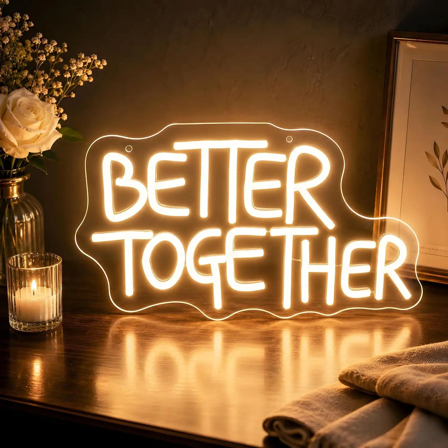 Better Together Neon Sign USB Dimmable LED Lights For Wedding Bedroom Living Room Couple Party Wall Decoration Romantic Gifts