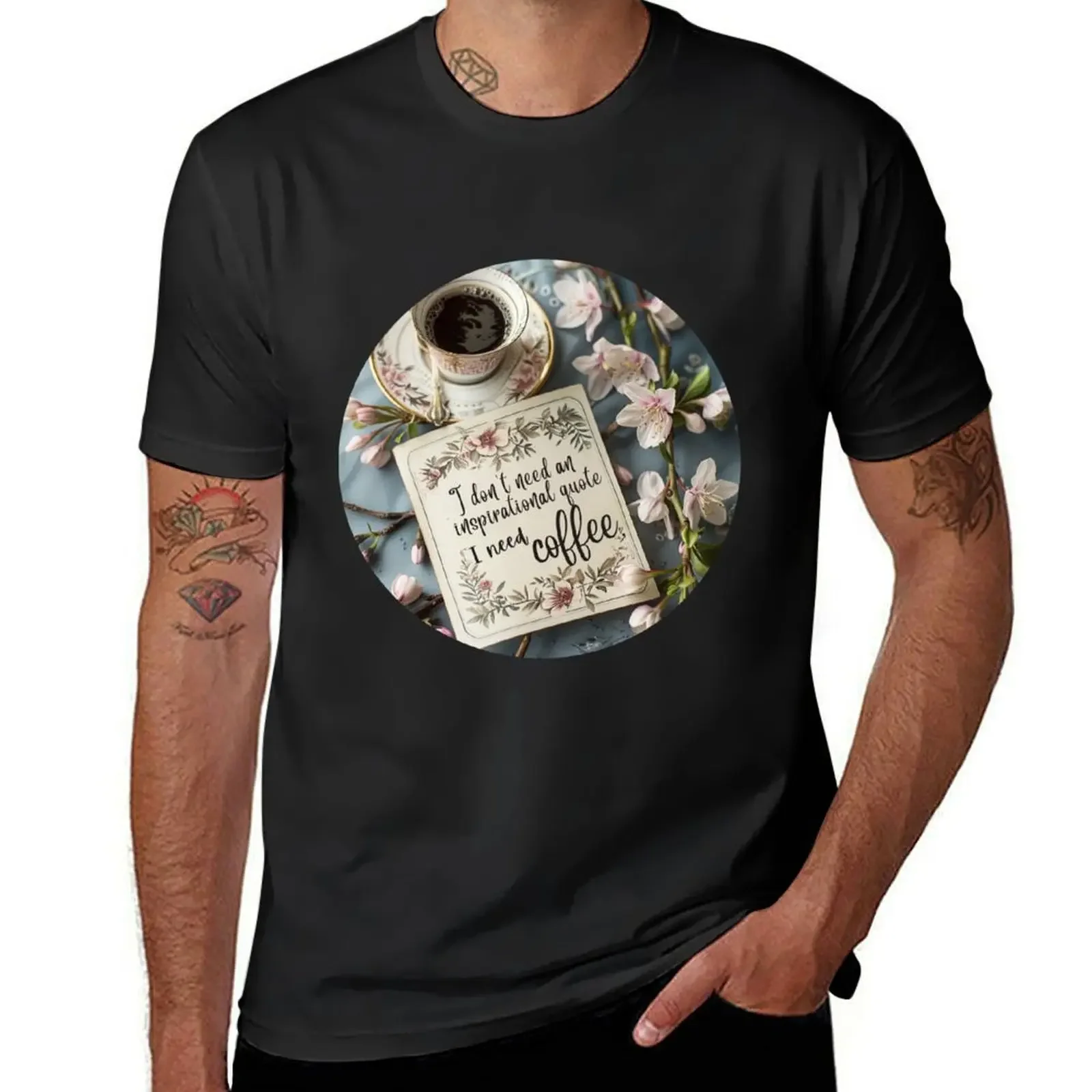 

Coffee Over Quotes: A Floral Embrace T-Shirt anime clothes anime tshirts personalised mens clothing