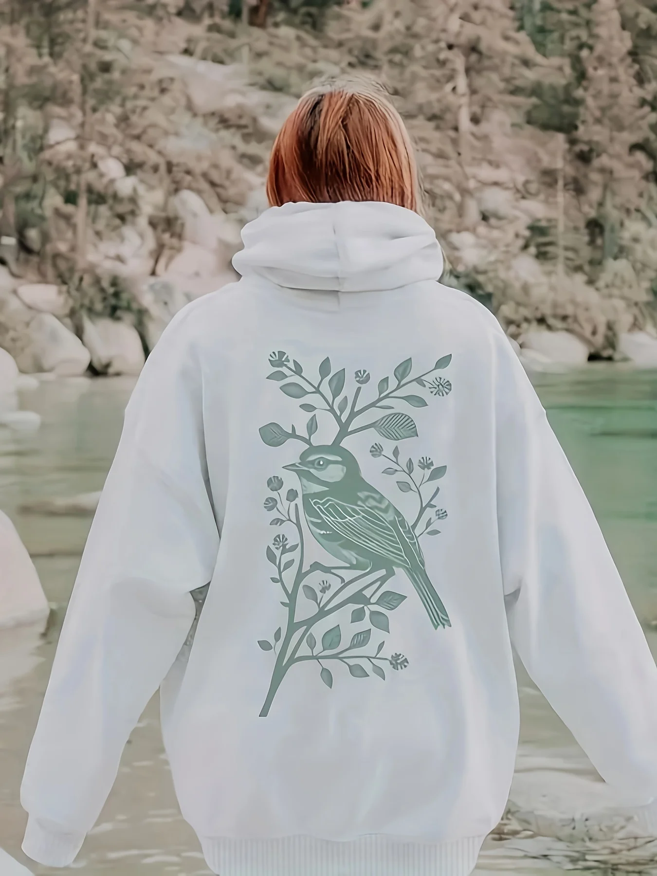 

Chic Bird Graphic Printing Autumn and Winter Pure Cotton Men's and Women's Hoodies Casual Outdoor Street Sports Loose Training